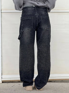 High-Waisted Glitter Baggy Jeans for Women