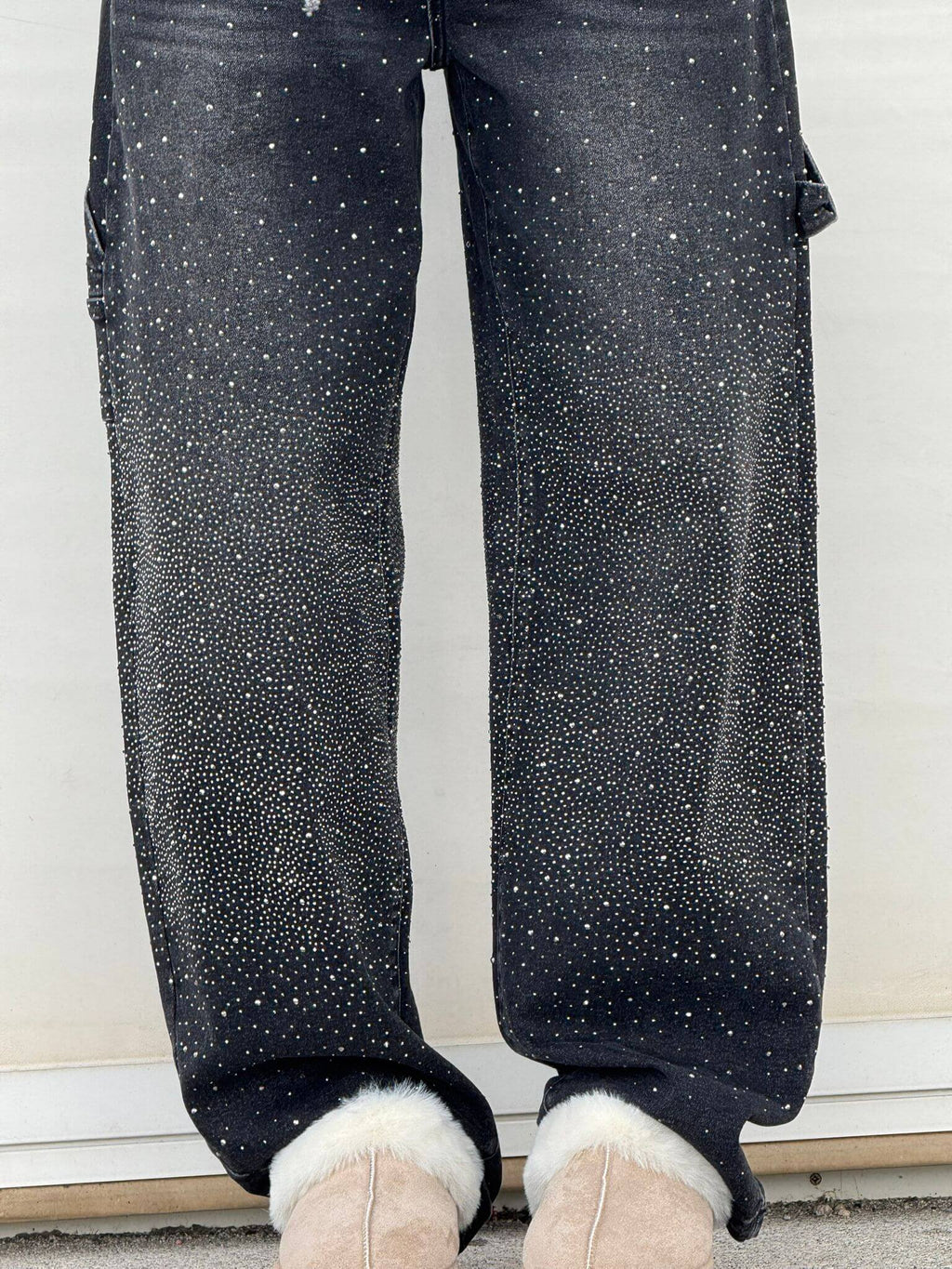 High-Waisted Glitter Baggy Jeans for Women