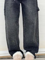 High-Waisted Glitter Baggy Jeans for Women