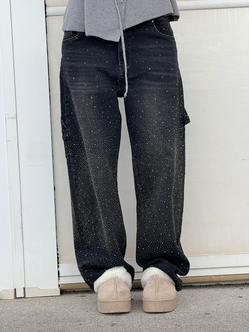 High-Waisted Glitter Baggy Jeans for Women
