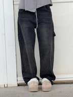 High-Waisted Glitter Baggy Jeans for Women