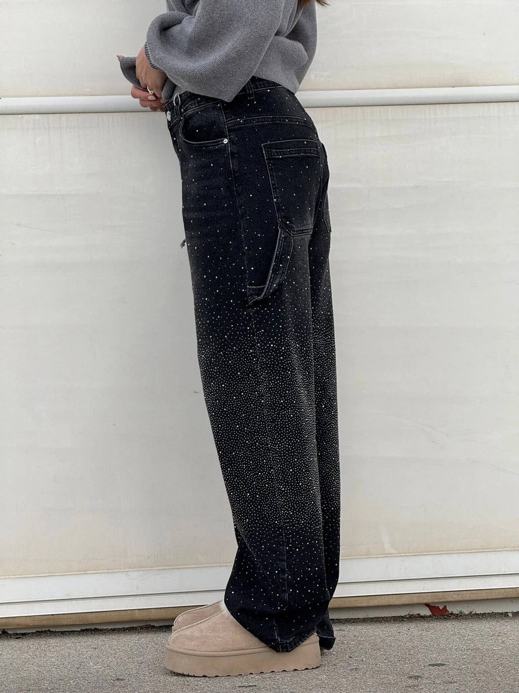 High-Waisted Glitter Baggy Jeans for Women