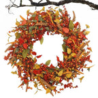40 cm Autumn Door Wreath with Berries and Pine Cones – Natural Decor for Halloween and Thanksgiving