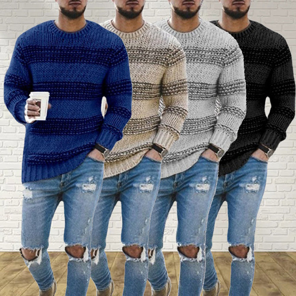 LAVINO - Men's Knit Sweater with Stripes