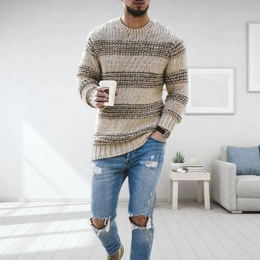 LAVINO - Men's Knit Sweater with Stripes