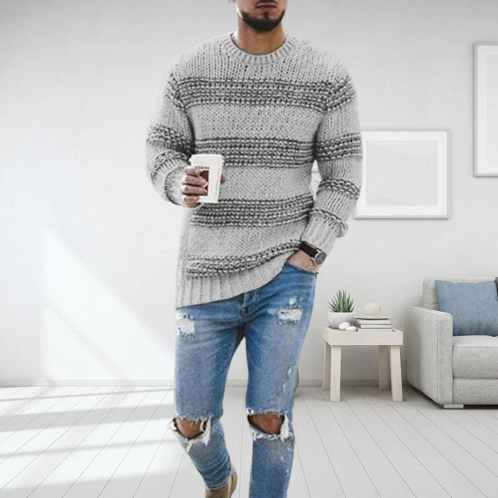 LAVINO - Men's Knit Sweater with Stripes