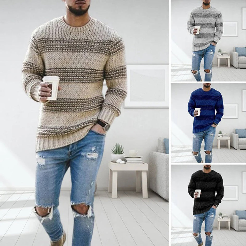 LAVINO - Men's Knit Sweater with Stripes
