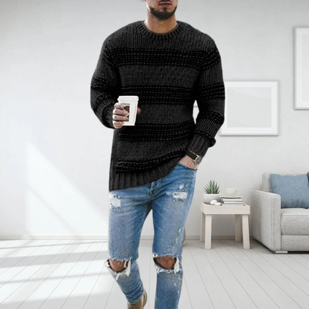 LAVINO - Men's Knit Sweater with Stripes