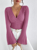 Leona - Stylish Long Sleeve V-Neck Top