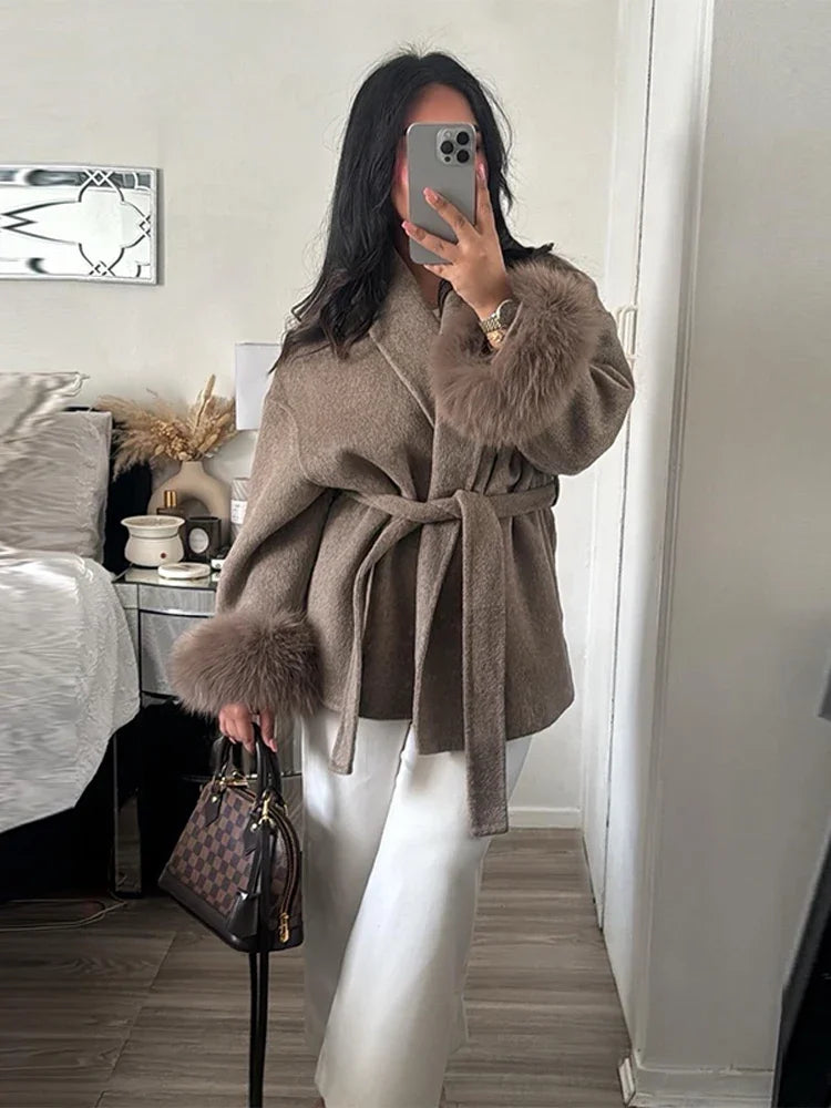 Chic Women's Lace-Up Winter Coat – Elegant Style for Every Size