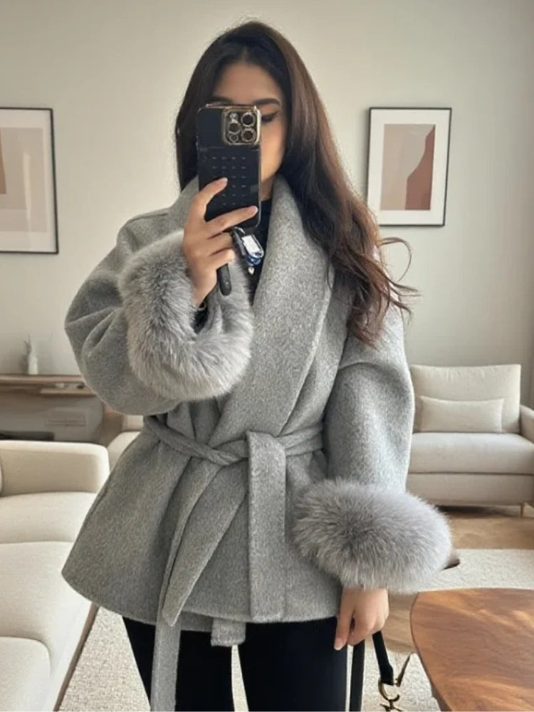 Chic Women's Lace-Up Winter Coat – Elegant Style for Every Size