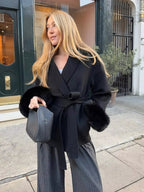 Chic Women's Lace-Up Winter Coat – Elegant Style for Every Size