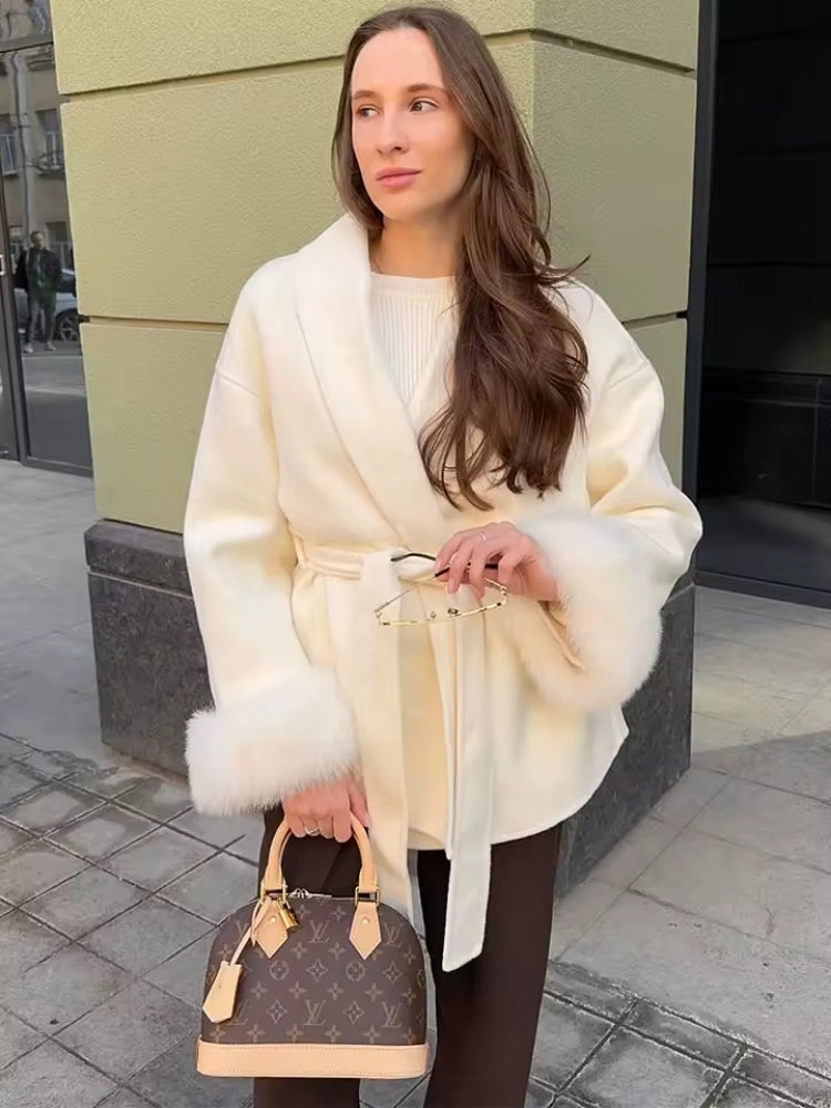 Chic Women's Lace-Up Winter Coat – Elegant Style for Every Size