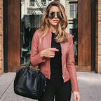 Women's Custom-Fit Leather Jacket with Zipper