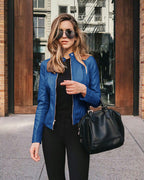 Women's Custom-Fit Leather Jacket with Zipper