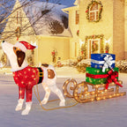 LED Light-Up Christmas Sleigh with Dog and Festive Presents