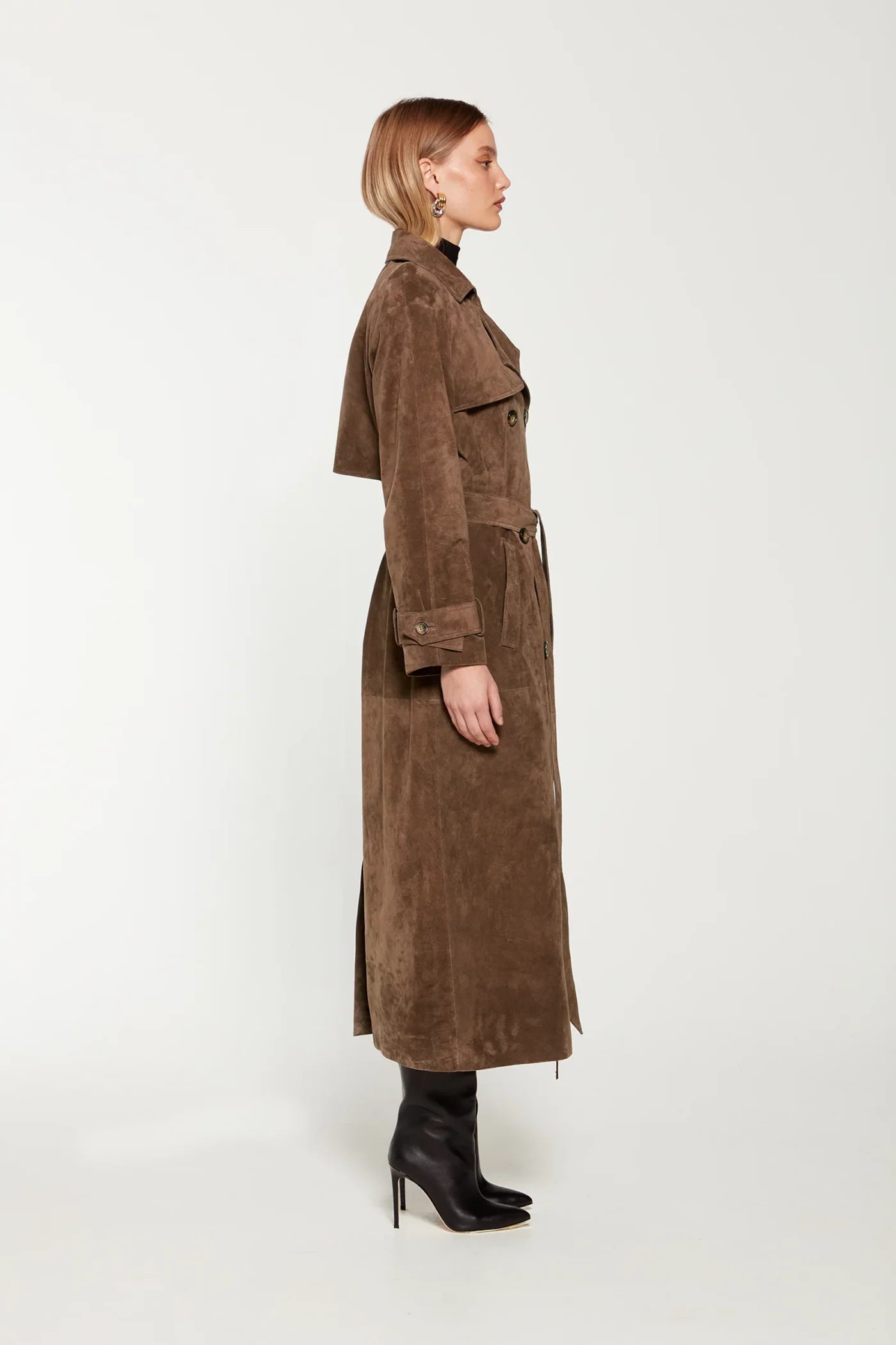 Extended Suede Overcoat