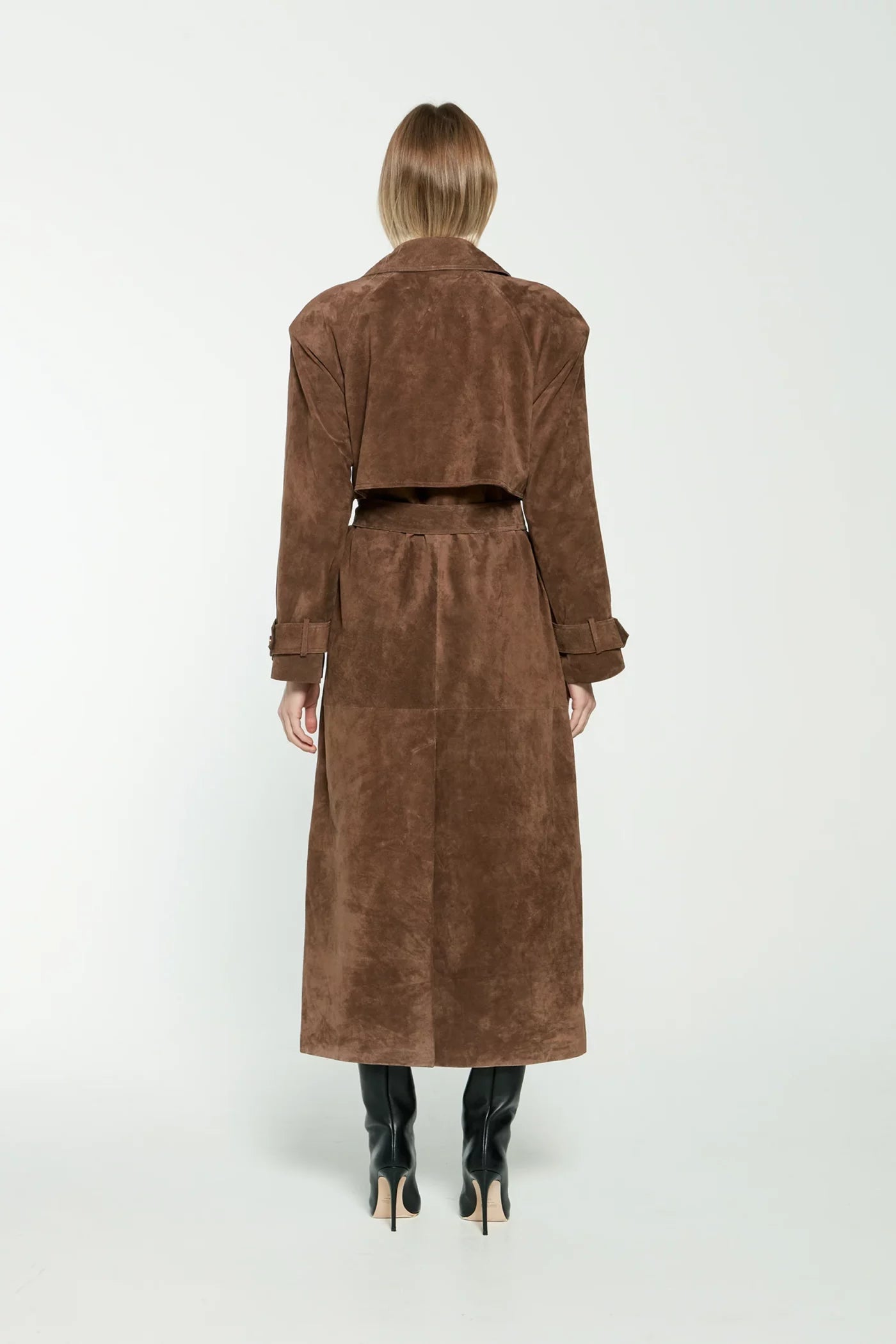 Extended Suede Overcoat