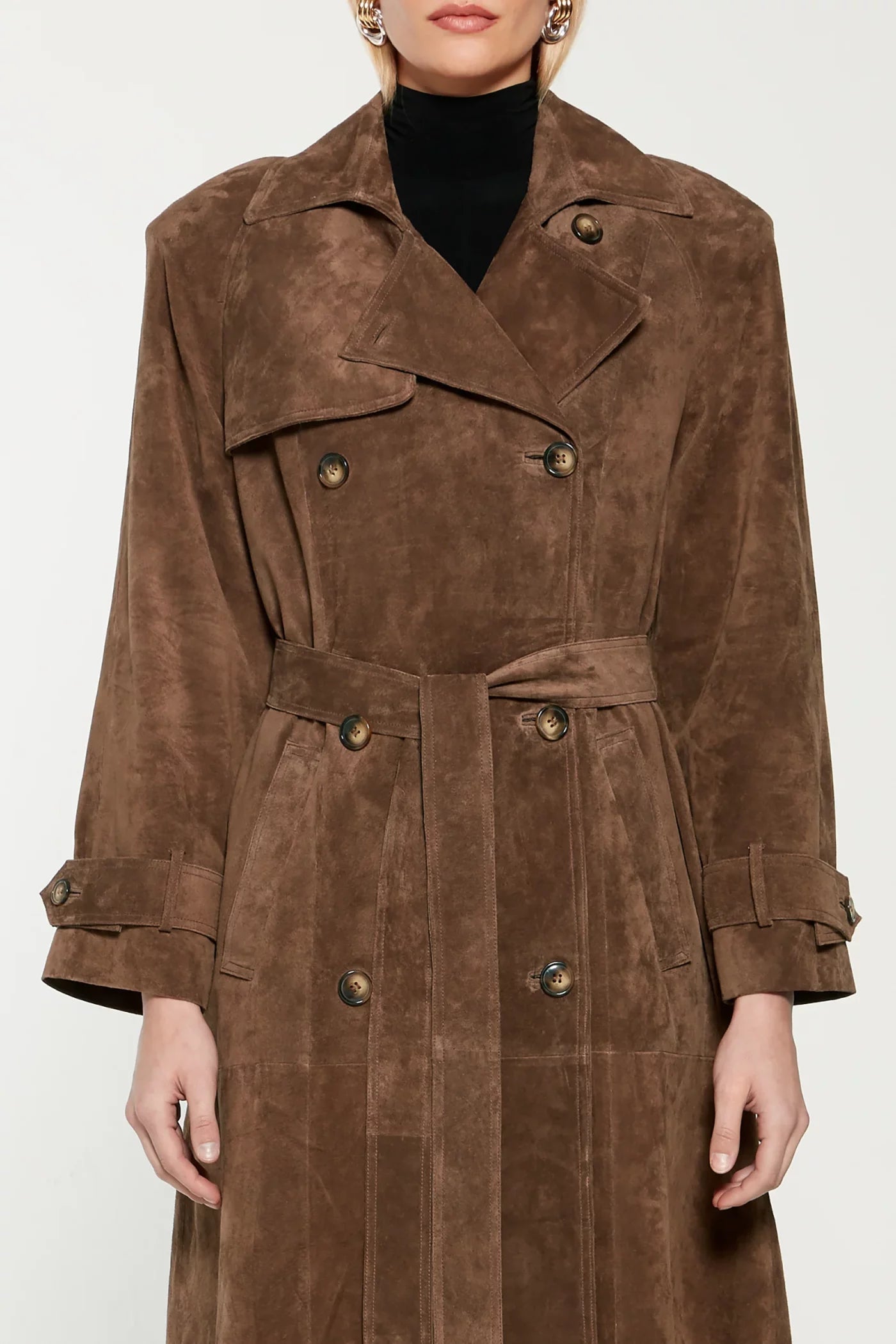 Extended Suede Overcoat