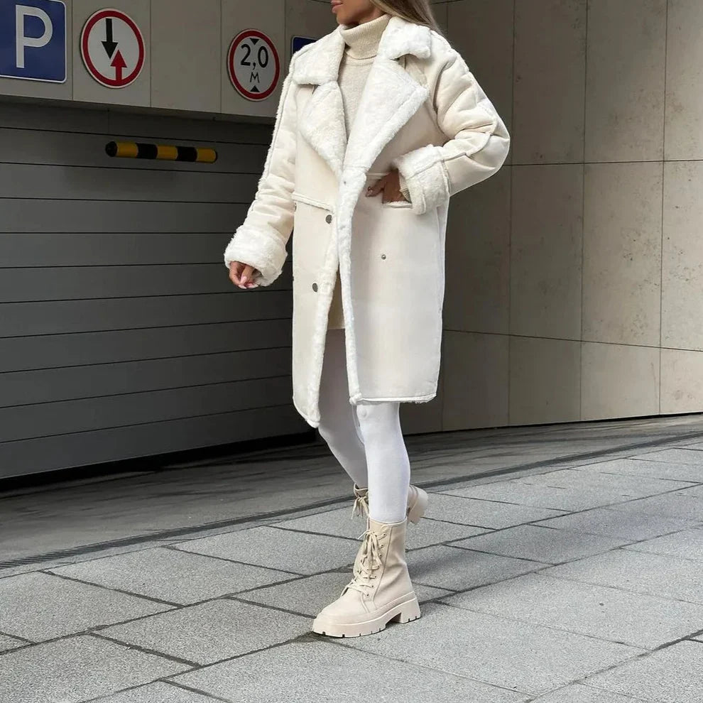 Women's Chic Oversized Lapel Button-Up Winter Coat