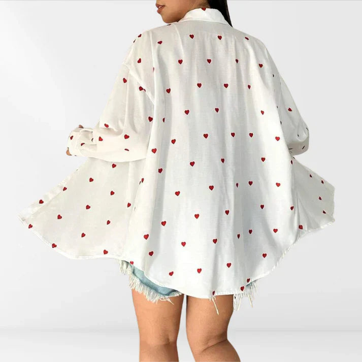 Carlita - Heart Print Oversized Blouse