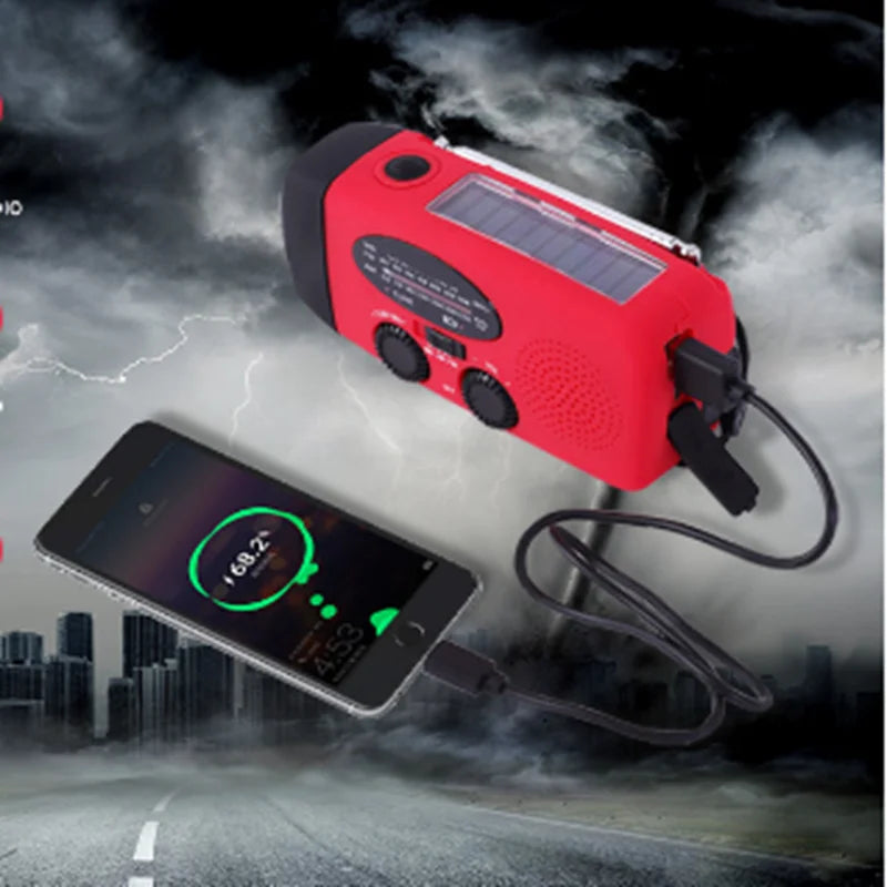 Compact Emergency Radio with Charging Capability and Weather Notifications