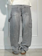 High-Waisted Glitter Baggy Jeans for Women