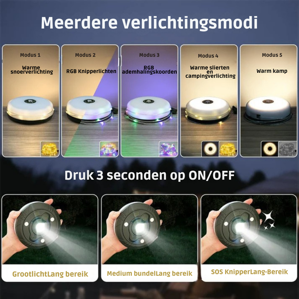 Versatile 4-in-1 Camping Lamp: Lantern, Power Bank, and 10m Fairy Light String