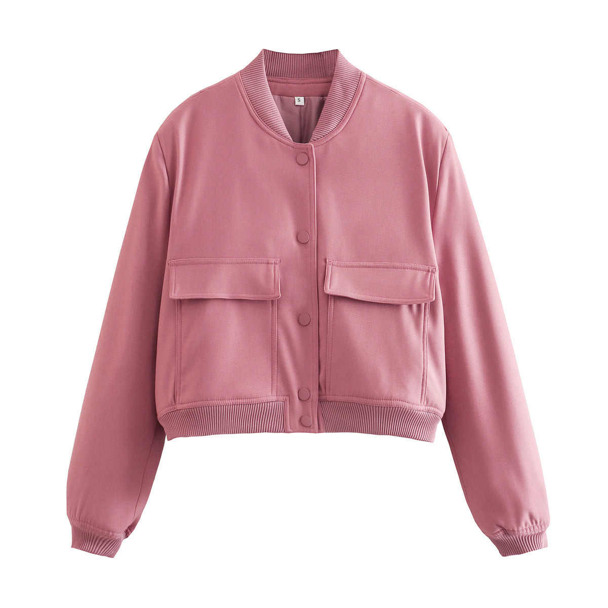 Women's Relaxed Fit Bomber Jacket – Soft Woven Fabric – Button Closure – Ribbed Cuffs