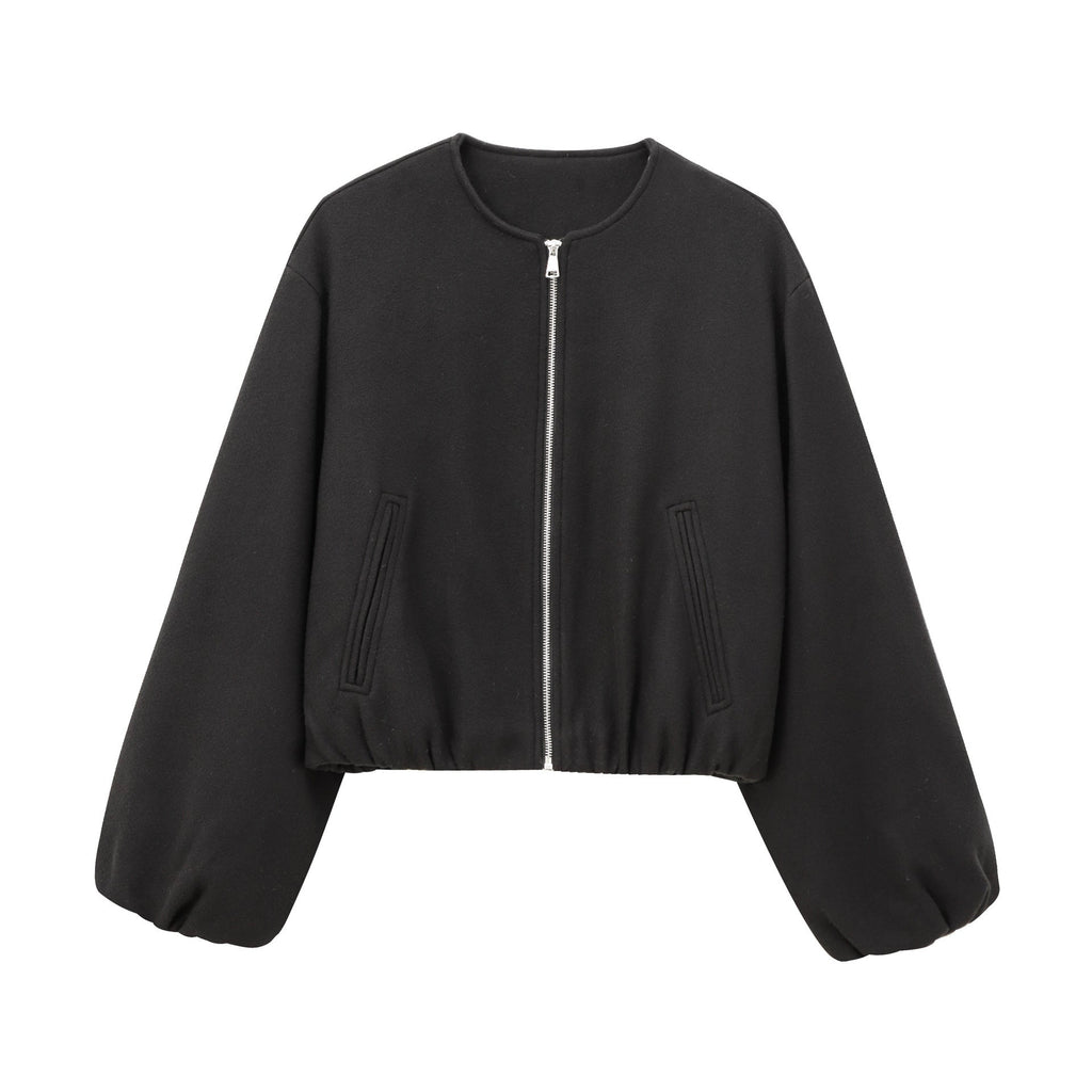 Womens Cropped Bomber Jacket – Soft Fabric – Zip Closure – Casual Relaxed Fit