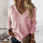 Cozy Women's V-Neck Knitted Sweater for Winter