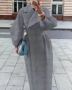 Women's Stylish Double-Breasted Maxi Winter Coat with Lapel Collar