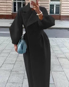 Women's Stylish Double-Breasted Maxi Winter Coat with Lapel Collar