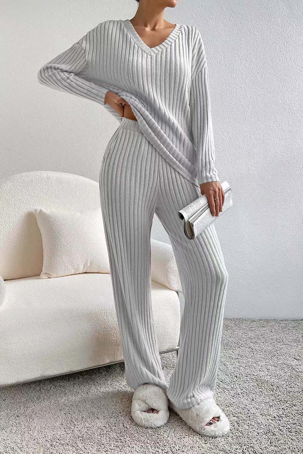 Cozy Ribbed Lounge Ensemble for Women