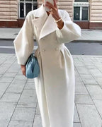 Women's Stylish Double-Breasted Maxi Winter Coat with Lapel Collar