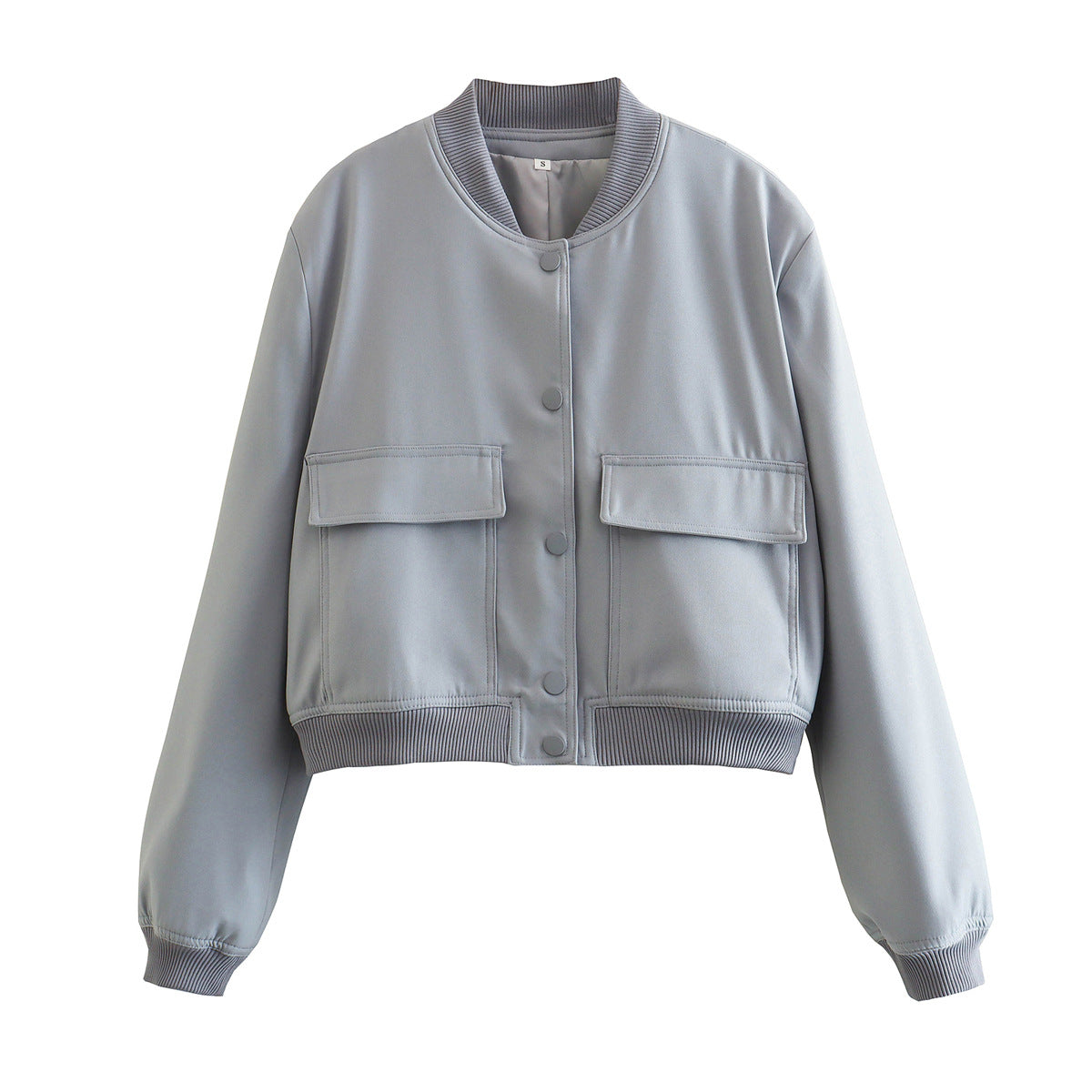 Women's Relaxed Fit Bomber Jacket – Soft Woven Fabric – Button Closure – Ribbed Cuffs