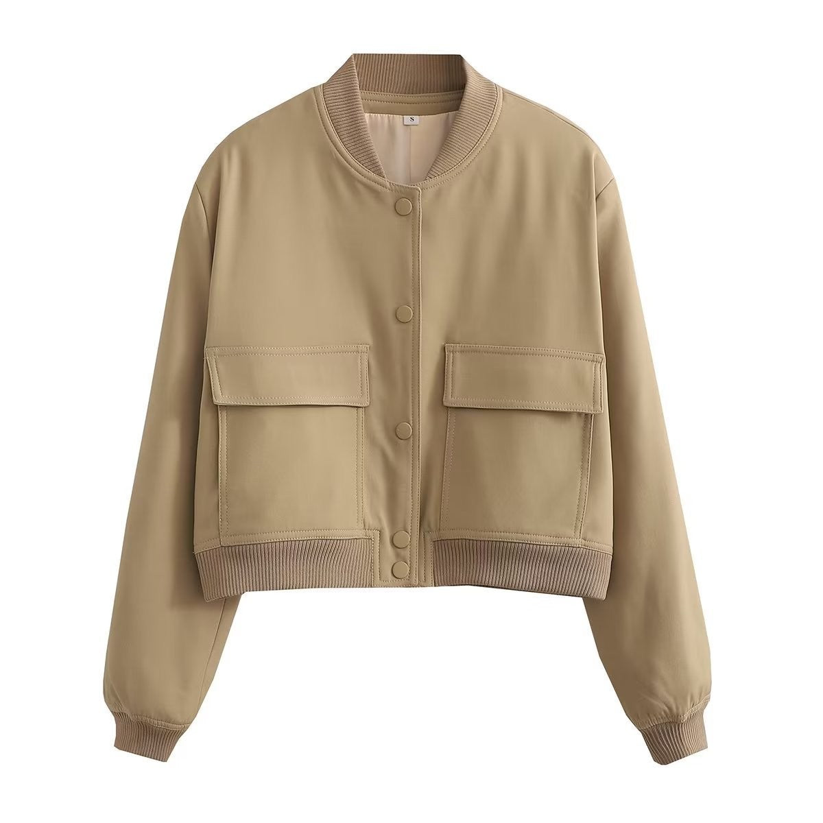 Women's Relaxed Fit Bomber Jacket – Soft Woven Fabric – Button Closure – Ribbed Cuffs