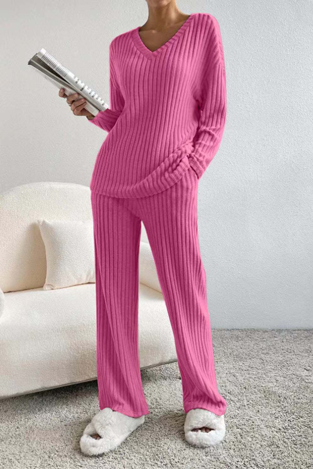 Cozy Ribbed Lounge Ensemble for Women