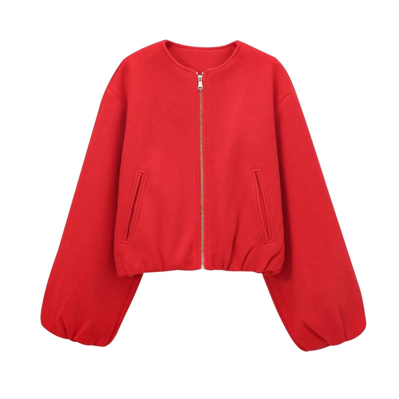 Womens Cropped Bomber Jacket – Soft Fabric – Zip Closure – Casual Relaxed Fit