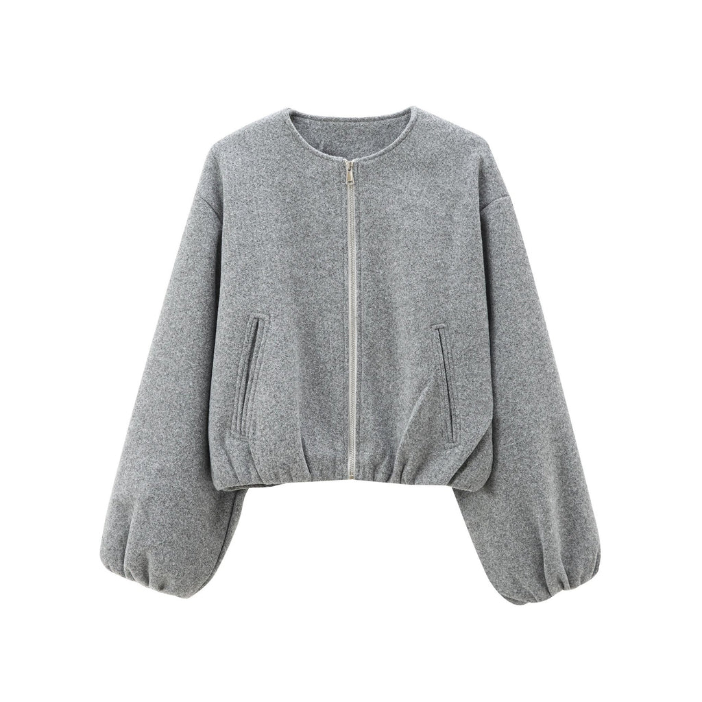 Womens Cropped Bomber Jacket – Soft Fabric – Zip Closure – Casual Relaxed Fit