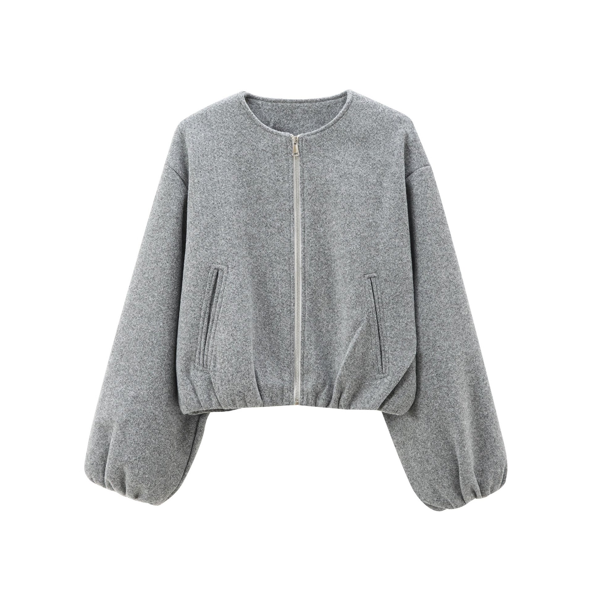 Womens Cropped Bomber Jacket – Soft Fabric – Zip Closure – Casual Relaxed Fit