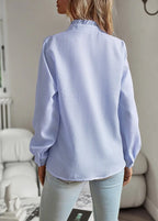 Jamie - Ruffled Blouse with Stand-Up Collar