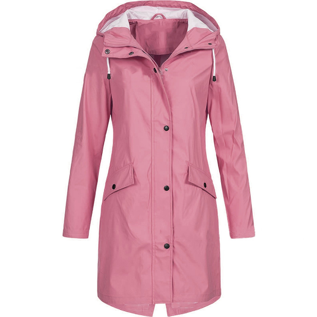 Lightweight Waterproof Rain Jacket for Women with Hood and Pockets