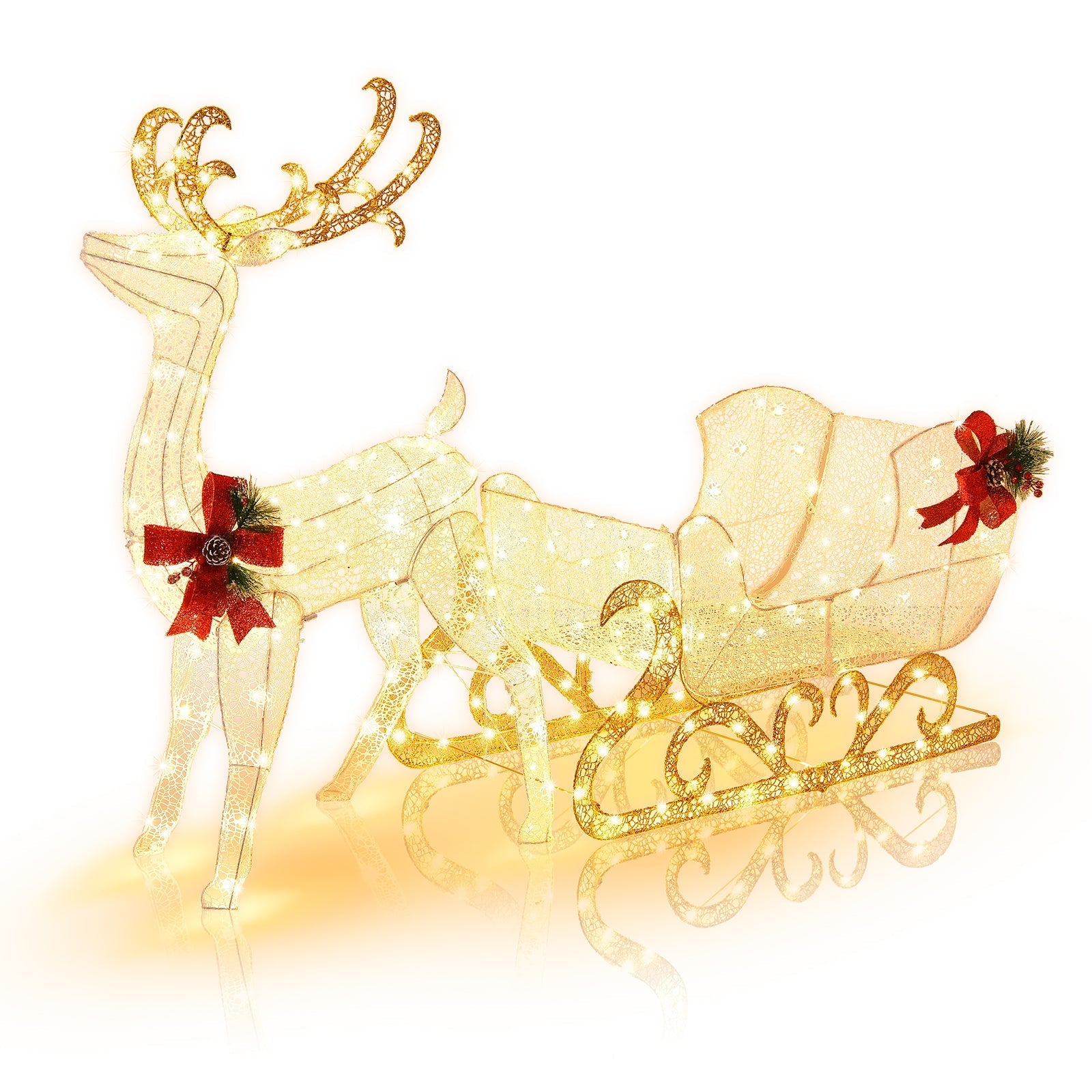 Glowing Sleigh Christmas Decoration with Sparkling Accents