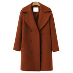 Double-Breasted Long Wool Coat for Women – Perfect for Autumn