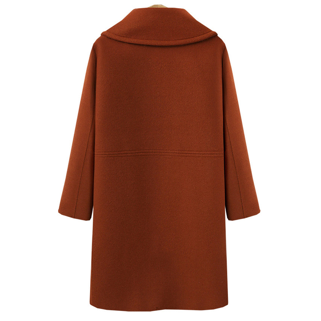 Double-Breasted Long Wool Coat for Women – Perfect for Autumn