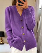 Charming Autumn Cardigan for Women with Heart-Shaped Buttons – Perfectly Knitted for Romance
