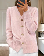 Charming Autumn Cardigan for Women with Heart-Shaped Buttons – Perfectly Knitted for Romance