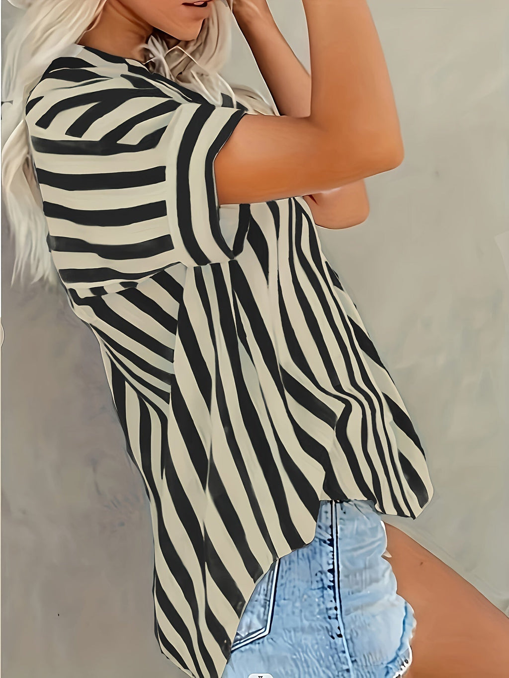 Bojana - Short Sleeve Striped Blouse