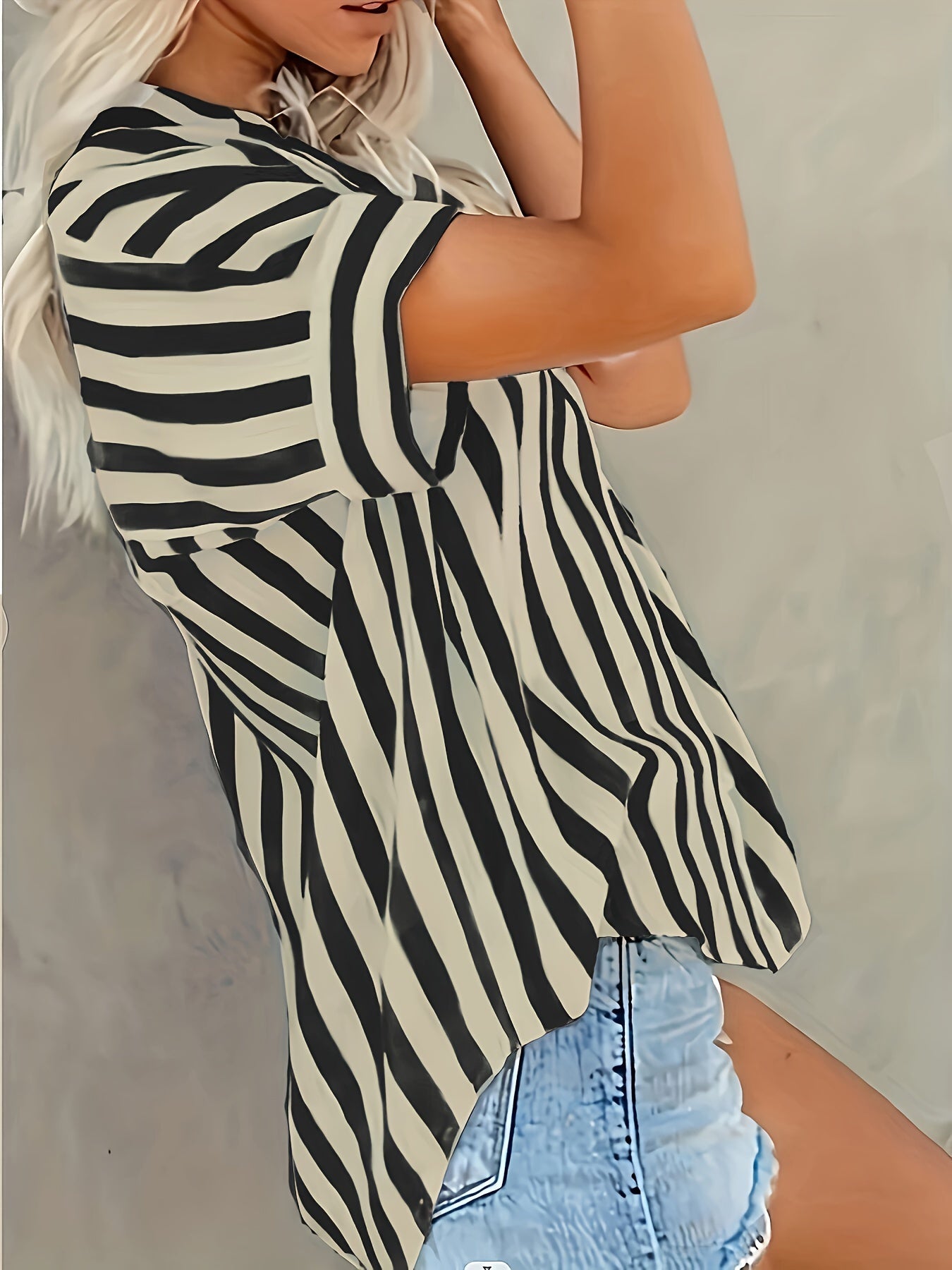 Bojana - Short Sleeve Striped Blouse